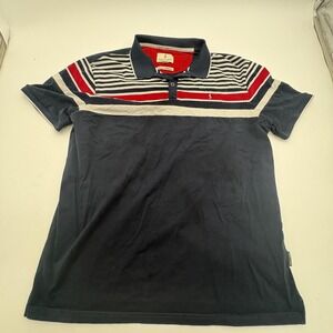 Scott James Polo Shirt Mens XL Blue Stripe Colorblock Short Sleeve Casual